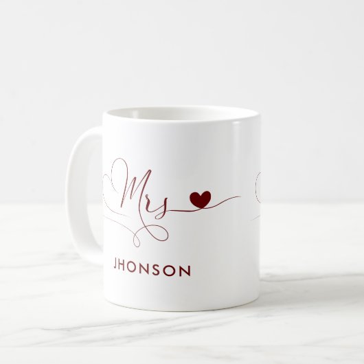 Liefde mevrouw met aangepaste naam vrouw bruiloft  koffiemok (Voorkant links)