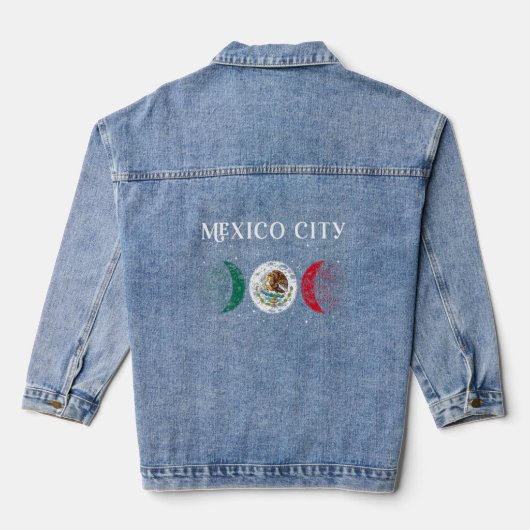 Liefde Mexico Stad Mexico Vakantie Mexico Vlag Denim Jacket (Achterkant)