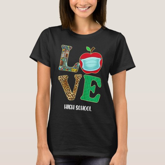 Liefde Middelbare school Virtueel E leren Leraar S T-shirt (Voorkant)
