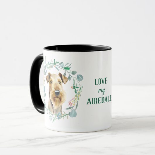 Liefde mijn Airdale Terrier WreatMok Coffee Mok (Voorkant links)