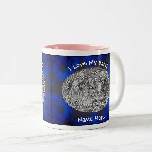 Liefde mijn Babci Floral Poolse grootmoeder Tweekleurige Koffiemok (Voorkant rechts)