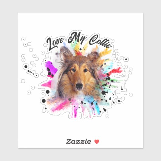 Liefde mijn Collie waterverf splash custom Sticker (Vel)