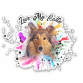 Liefde mijn Collie waterverf splash custom Sticker (Voorkant)