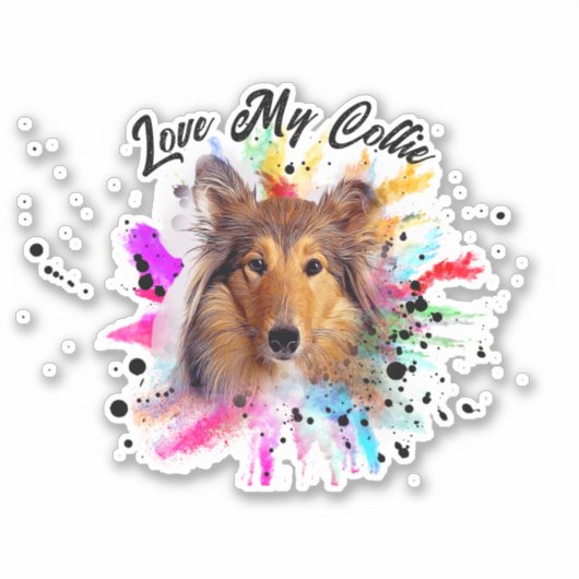 Liefde mijn Collie waterverf splash custom Sticker (Voorkant)