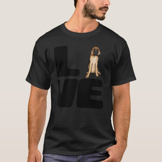 Liefde Mijn Mastiff Hond T-shirt (Voorkant)