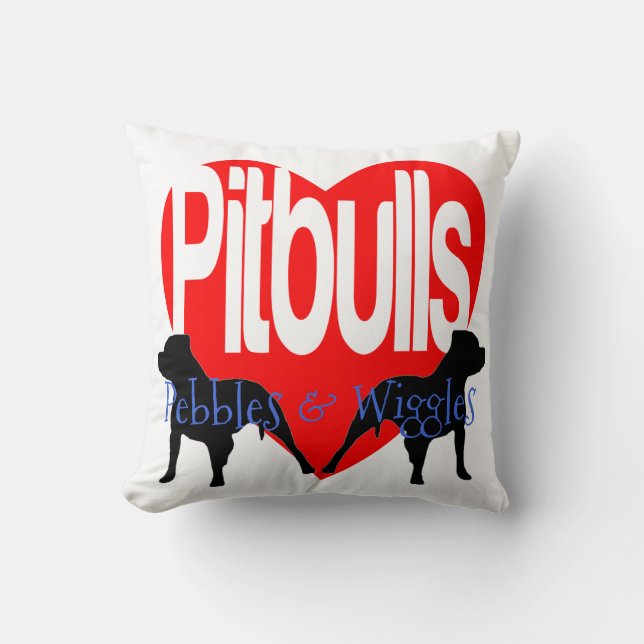 Liefde Mijn Twee Pitbull Honden Gepersonaliseerd K Kussen (Voorkant)