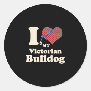 Liefde Mijn Victoriaans Bulldog Hart Hond Eigenaar Ronde Sticker