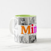 Liefde Mimi Multicolored Modern 10 Foto Collage Tweekleurige Koffiemok (Voorkant links)