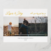 Liefde & minimaal 2 foto QR Code Video Bericht Folie Feestdagen Briefkaart (Voorkant)