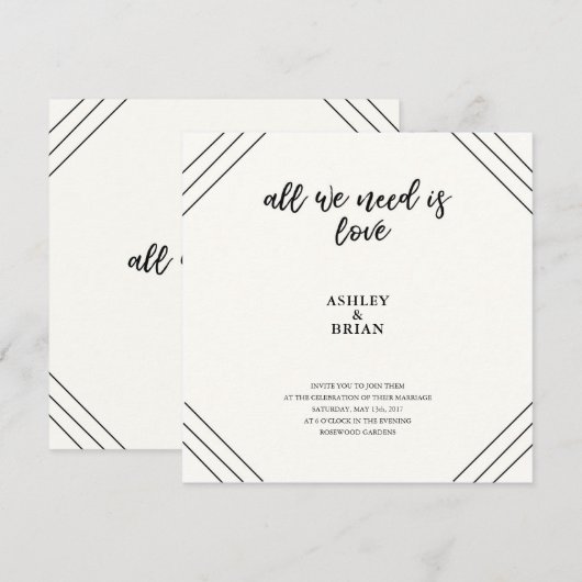 Liefde Minimale zwart-wit Kaart (Voorkant / Achterkant)