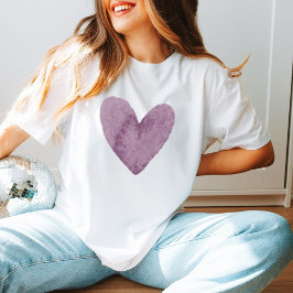 Liefde minimalistische Waterverf Paarse hart Trend T-shirt