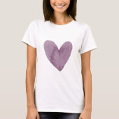 Liefde minimalistische Waterverf Paarse hart Trend T-shirt (Voorkant)