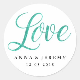 Liefde Mint Waterverf Bruiloft Sticker