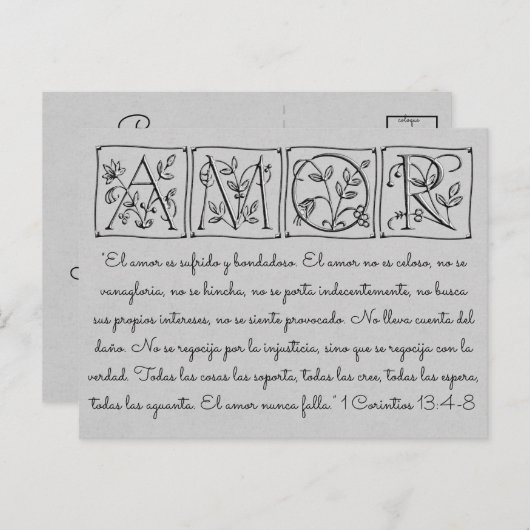 Liefde mislukt nog nooit~Spaans~Vervaldatum~Script Aankondigingskaart (Voorkant / Achterkant)