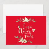 Liefde mislukt nooit 1 Bijbelsscriptie van Corinth Bedankkaart (Voorkant / Achterkant)