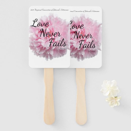 Liefde mislukt nooit 2019 JW REGIONALE CONVENTIE Handwaaier (Voorkant en achterkant)