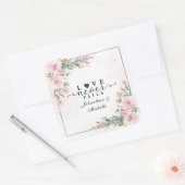 Liefde mislukt nooit Bijbel Verse Roze Flowers Gre Vierkante Sticker (Envelop)