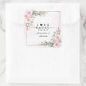 Liefde mislukt nooit Bijbel Verse Roze Flowers Gre Vierkante Sticker (Tas)