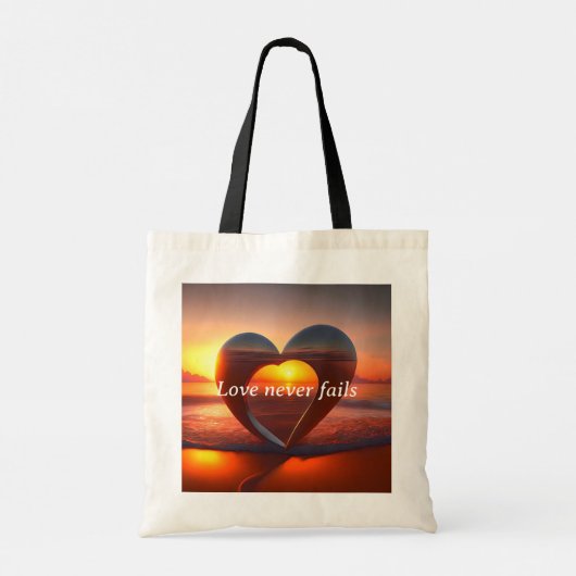 "Liefde mislukt nooit" Canvas tas met gepersonalis (Achterkant)