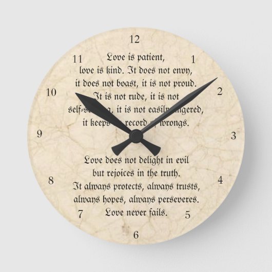 Liefde mislukt nooit Christelijke Vintage gemarmer Ronde Klok (Voorkant)