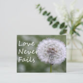 Liefde mislukt nooit Dandelion1 Corinthians 13 Briefkaart (Staand voorkant)