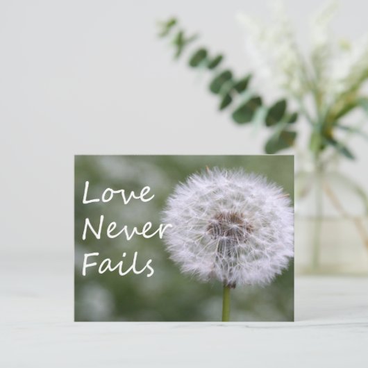Liefde mislukt nooit Dandelion1 Corinthians 13 Briefkaart (Staand voorkant)