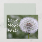 Liefde mislukt nooit Dandelion1 Corinthians 13 Briefkaart (Voorkant / Achterkant)