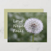 Liefde mislukt nooit Dandelion1 Corinthians 13 Briefkaart (Voorkant / Achterkant)