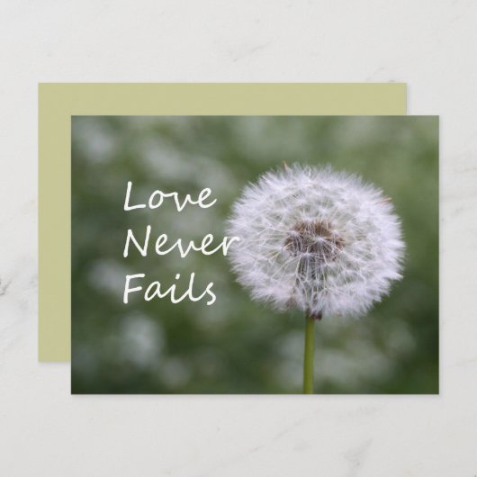 Liefde mislukt nooit Dandelion1 Corinthians 13 Briefkaart (Voorkant / Achterkant)