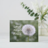Liefde mislukt nooit Dandelion1 Corinthians 13 Briefkaart (Staand voorkant)