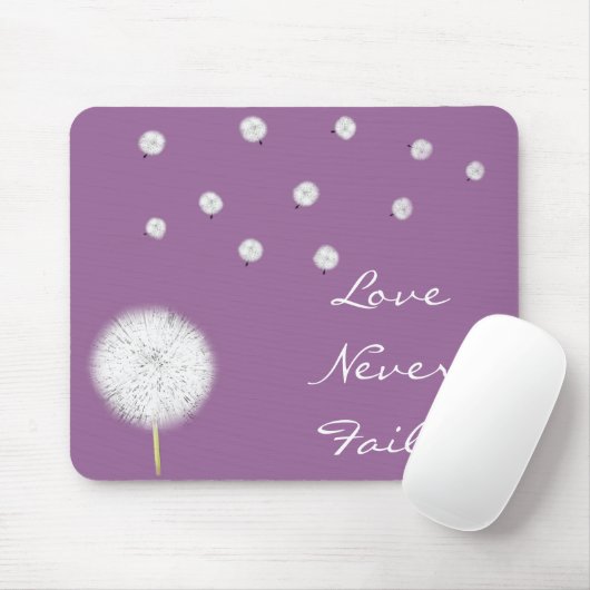 Liefde mislukt nooit Dandelion1 Corinthians 13 Muismat (Met muis)