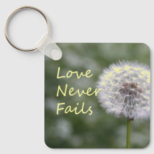 Liefde mislukt nooit Dandelion1 Corinthians 13 Sleutelhanger