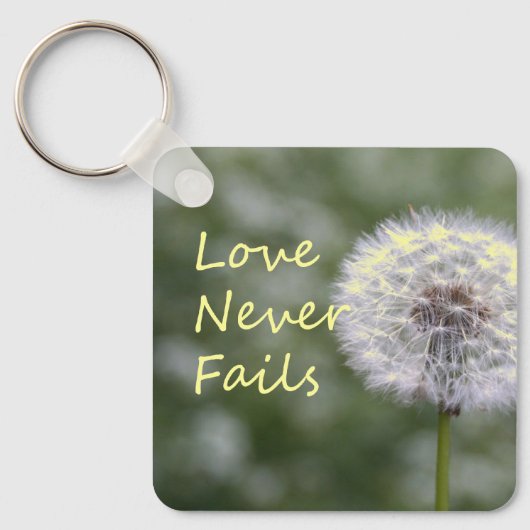 Liefde mislukt nooit Dandelion1 Corinthians 13 Sleutelhanger (Voorkant)