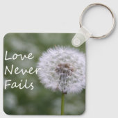 Liefde mislukt nooit Dandelion1 Corinthians 13 Sleutelhanger (Achterkant)