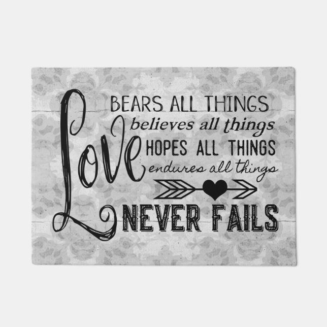 Liefde mislukt nooit deurmat (grijs) (Voorkant)