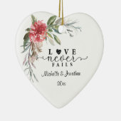 Liefde mislukt nooit elegante roze Bijbelse hartsl Keramisch Ornament (Rechts)