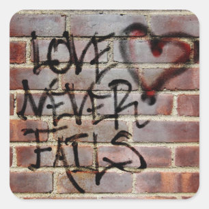 Liefde mislukt nooit Graffiti Vierkante Sticker