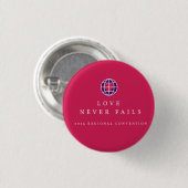 Liefde mislukt nooit heldere rode stip ronde button 3,2 cm (Voorkant /achterkant)