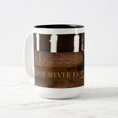 Liefde mislukt nooit koffie-Mok voor mannenlandwer Tweekleurige Koffiemok (Voorkant links)