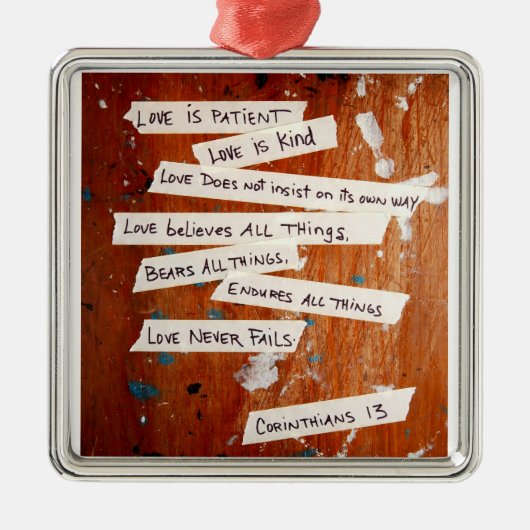 Liefde mislukt nooit metalen ornament (Voorkant)