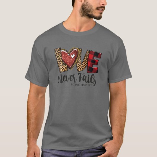 Liefde mislukt nooit Rainbow Leopard Christelijk V T-shirt (Voorkant)