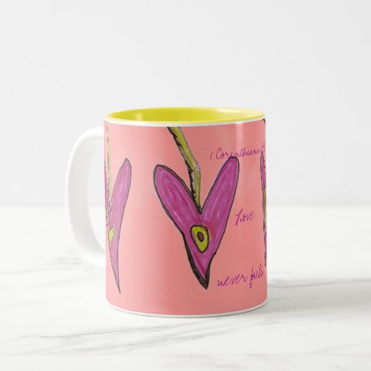 Liefde mislukt nooit tweekleurige koffiemok (Voorkant links)