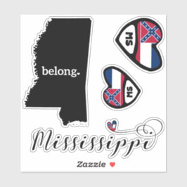 Liefde Mississippi, 3 Design, Die Cut Stickers