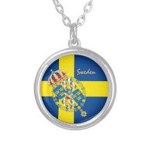 Liefde mode Zweden en Zweedse vlag Zilver Vergulden Ketting