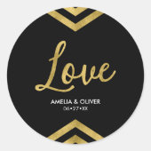 Liefde Modern Elegant Chevron Geometrisch Ronde Sticker (Voorkant)
