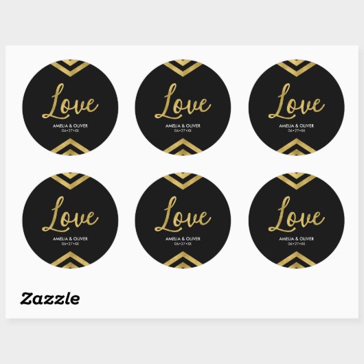 Liefde Modern Elegant Chevron Geometrisch Ronde Sticker (Vel)