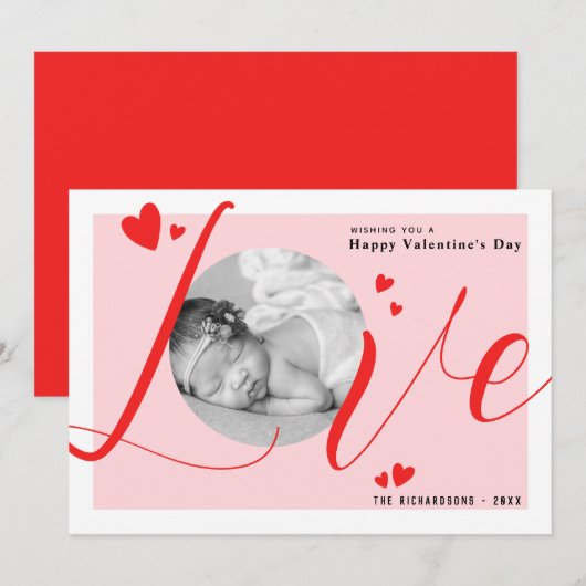 Liefde Modern Elegant Gelukkig Valentijnsdag Foto Feestdagenkaart (Voorkant / Achterkant)
