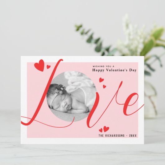 Liefde Modern Elegant Gelukkig Valentijnsdag Foto Feestdagenkaart (Staand voorkant)