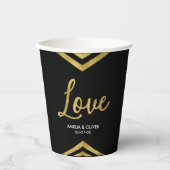 Liefde Modern Elegante Nep Gouden Chevron Geometri Papieren Bekers (Voorkant)
