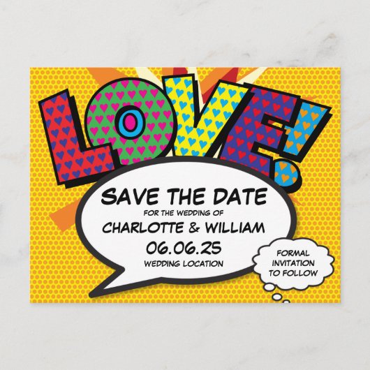 Liefde Modern Leuk Kleurrijk Save the Date Aankondigingskaart (Voorkant)